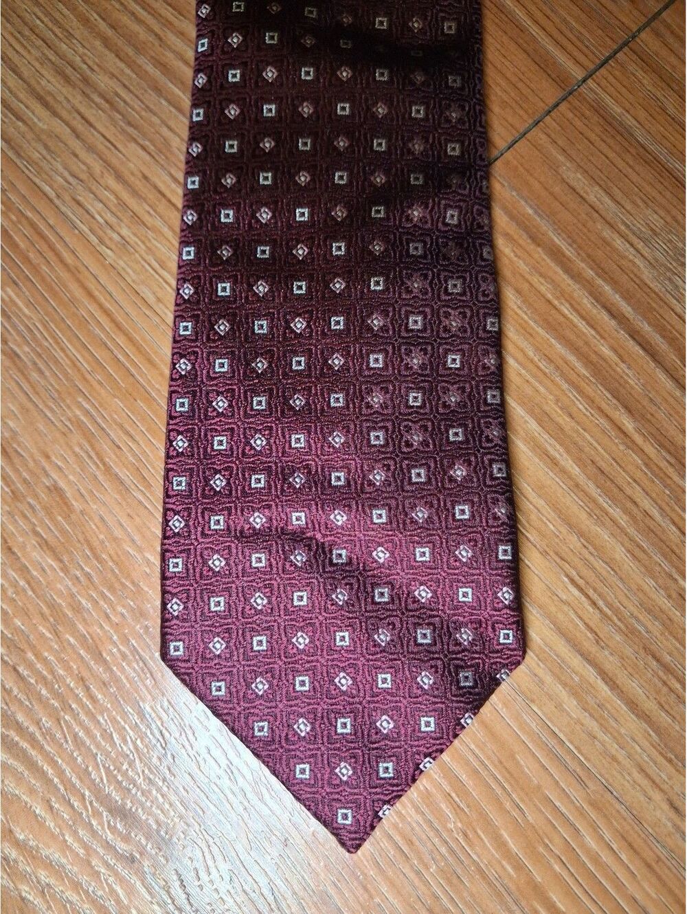 Canali  Silk Tie Burgundy Geometric Floral Made in Italy